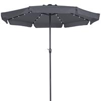 kingsleeve Sonnenschirm led Beleuchtung 330 cm uv Schutz 80+ Schutzhülle Groß Rund Solar Stabil Marktschirm Gartenschirm Terrasse Garten Balkon anthrazit