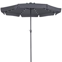 Kingsleeve Parasol Athene Antraciet Ø330cm Lampjes op Zonne Energie