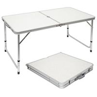 AMANKA Höhenverstellbarer Campingtisch 120x60x70cm - 4 Falthocker grau