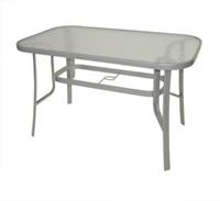 DEGAMO Gartentisch 120x70cm, Metall grau + Glas