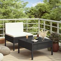 vidaXL 2-tlg. Garten-Lounge-Set mit Auflagen Poly Rattan  Schwarz