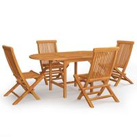 vidaXL 5-tlg. Garten-Essgruppe Massivholz Teak Braun