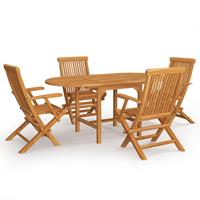 vidaXL 5-tlg. Garten-Essgruppe Massivholz Teak Braun