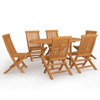 vidaXL 7-tlg. Garten-Essgruppe Massivholz Teak Braun
