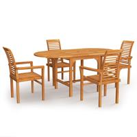 vidaXL 5-tlg. Garten-Essgruppe Massivholz Teak Braun