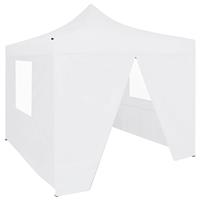 vidaXL Partytent met 4 zijwanden inklapbaar 3x3 m staal wit