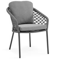 SUNS Nappa dining chair matt royal grey/mix macrame carbon grey/light anthracite