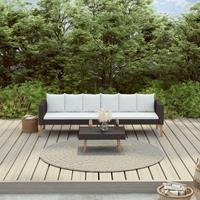 vidaXL 2-tlg. Garten-Lounge-Set mit Auflagen Poly Rattan  Schwarz