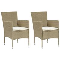 vidaxl Garten-Essstühle 2 Stk. Poly Rattan  Beige