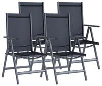 VCM Set Alu Klappstuhl Gartenstuhl Aluminium Campingstuhl Hochlehner schwarz