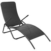 vidaxl Sonnenliege Klappbar Poly Rattan  Schwarz