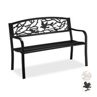 Relaxdays Gartenbank Vögel Design schwarz