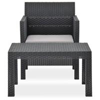 vidaXL 2-tlg. Garten-Lounge-Set mit Auflage PP  Anthrazit