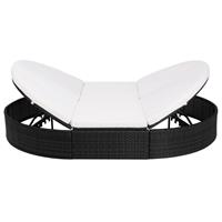 vidaXL Loungebed met kussen poly rattan zwart