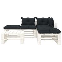 vidaXL 6-delige Loungeset met antracietkleurige kussens pallet hout