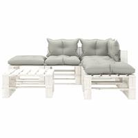 vidaXL 6-delige Loungeset met taupekleurige kussens pallet hout