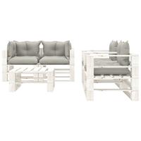 vidaXL 5-delige Loungeset met taupekleurige kussens pallet hout