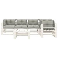 vidaXL 6-delige Loungeset met taupekleurige kussens pallet hout