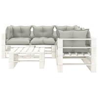 vidaXL 6-delige Loungeset met taupekleurige kussens pallet hout