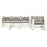 vidaXL 6-delige Loungeset met taupekleurige kussens pallet hout