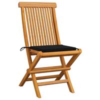 vidaXL Tuinstoelen 2 st met zwarte kussens massief teakhout