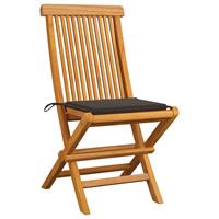 vidaXL Tuinstoelen met taupekleurige kussens 2 st massief teakhout