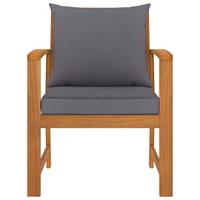 vidaXL Tuinstoelen 2 st met donkergrijs kussen massief acaciahout