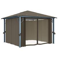 vidaxl Pavillon mit Vorhang 300x300 cm  Taupe