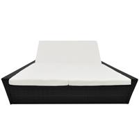 vidaxl Outdoor-Lounge-Bett mit Polster Poly Rattan  Schwarz