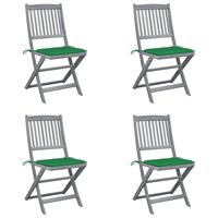vidaXL Tuinstoelen inklapbaar 4 st met kussens massief acaciahout