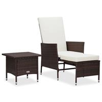 vidaXL 2-tlg. Garten-Lounge-Set mit Auflagen Poly Rattan  Braun