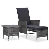 vidaXL 2-tlg. Garten-Lounge-Set mit Auflagen Poly Rattan  Grau