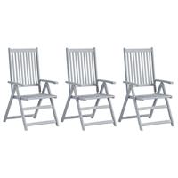 vidaXL Verstellbare Gartenstühle 3 Stk.  Grau