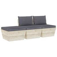 vidaXL 3-delige Loungeset met kussens pallet vurenhout