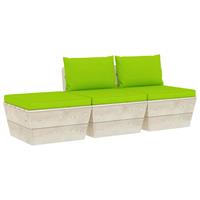 vidaXL 3-delige Loungeset met kussens pallet vurenhout