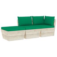 vidaXL 3-tlg. Garten-Sofagarnitur aus Paletten mit Kissen Fichtenholz Grün