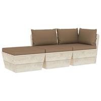 vidaXL 3-delige Loungeset met kussens pallet vurenhout