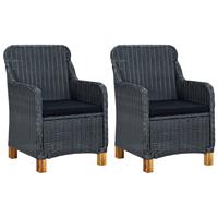 vidaXL Tuinstoelen met kussens 2 st poly rattan donkergrijs