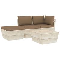 vidaXL 4-delige Loungeset met kussens pallet vurenhout