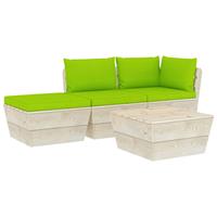 vidaXL 4-delige Loungeset met kussens pallet vurenhout