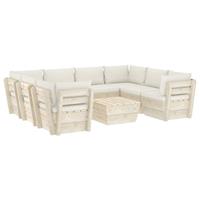 vidaXL 9-tlg. Garten-Sofagarnitur aus Paletten mit Kissen Fichtenholz Creme