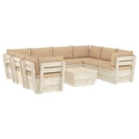 vidaXL 9-delige Loungeset met kussens pallet vurenhout
