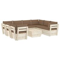 vidaXL 9-tlg. Garten-Sofagarnitur aus Paletten mit Kissen Fichtenholz Taupe