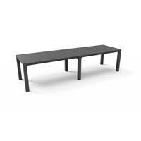 Keter tuintafel dubbel Julie kunststof donkergrijs 295x90x75cm/147,5x180x75cm