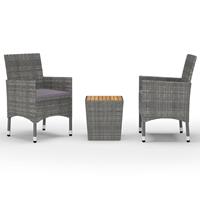 vidaXL 3-tlg. Bistro-Set Poly Rattan und Akazienholz  Grau