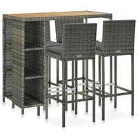 vidaXL 5-delige Tuinbarset met kussens poly rattan grijs