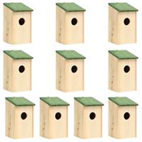 vidaXL Vogelhuisjes 10 st 12x12x22 cm massief vurenhout