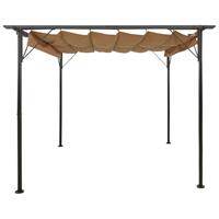 vidaXL Pergola met uittrekbaar dak 180 g/m² 3x3 m staal taupe