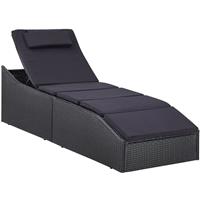 vidaxl Sonnenliege mit Auflage Poly Rattan Schwarz