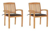 Tuinstoelen 2 St Met Taupe Kussens Massief Teakhout
